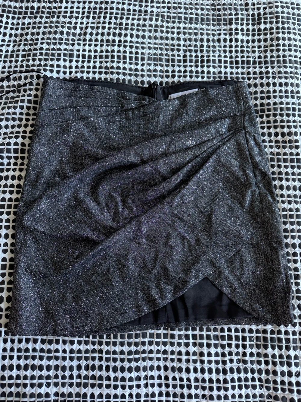 Adika Metallic Black Wrap-Front Women's Mini Skirt
